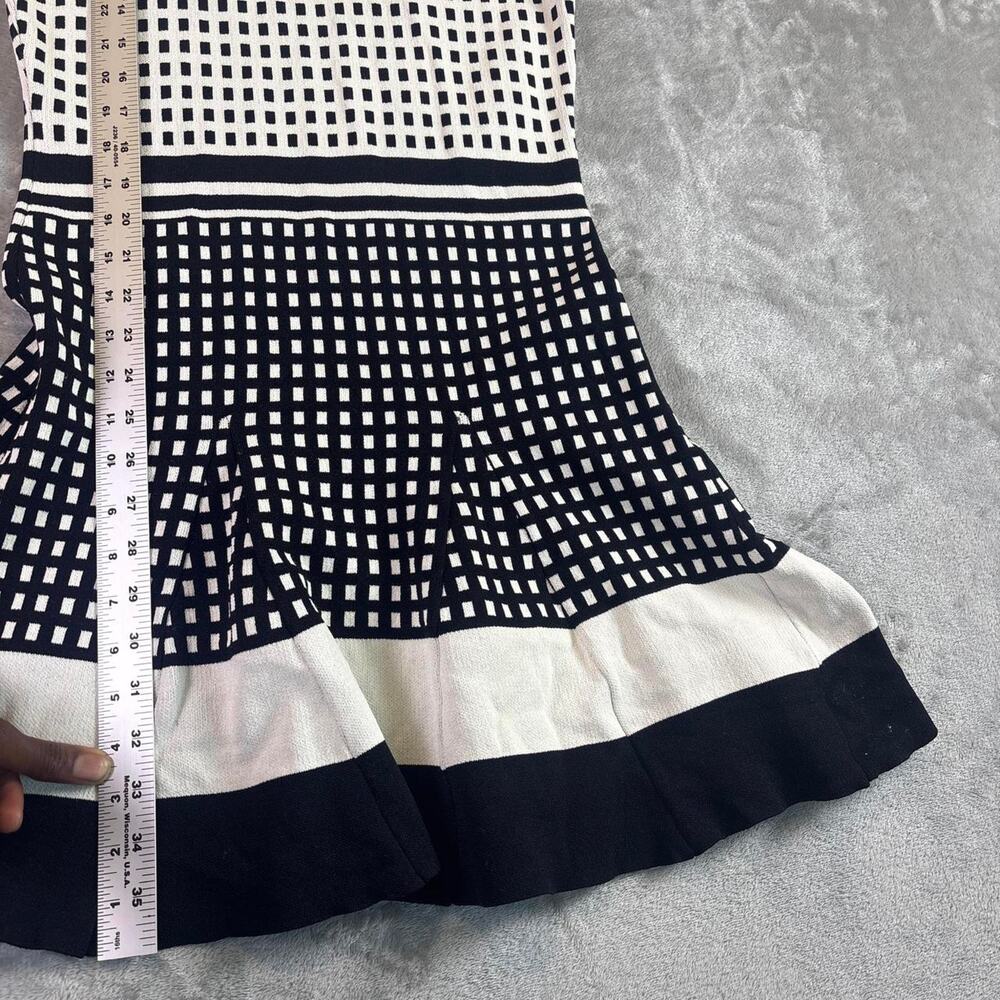 Timo Weiland Checkered Knit Dress Womens Sz 6 Black White Fit Flare Sleeveless - Picture 4 of 7